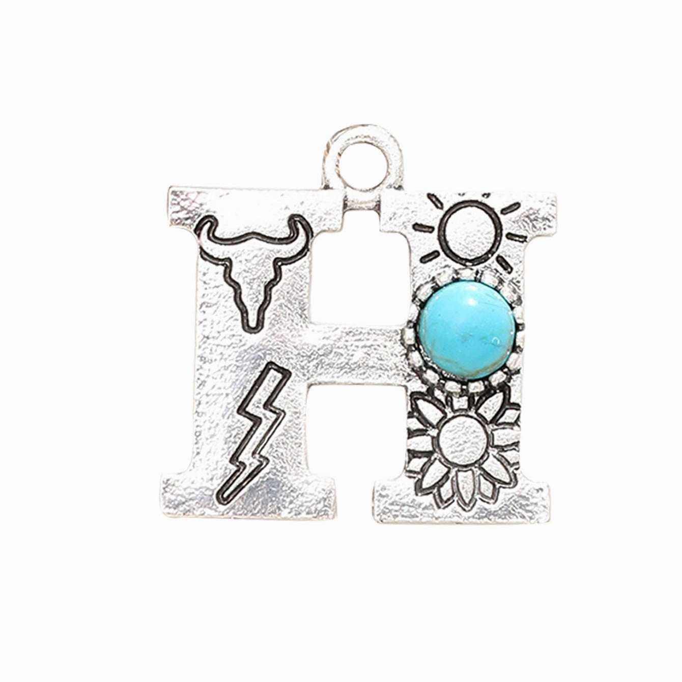 Wholesale Alloy Letter Green Natural Turquoise Earrings