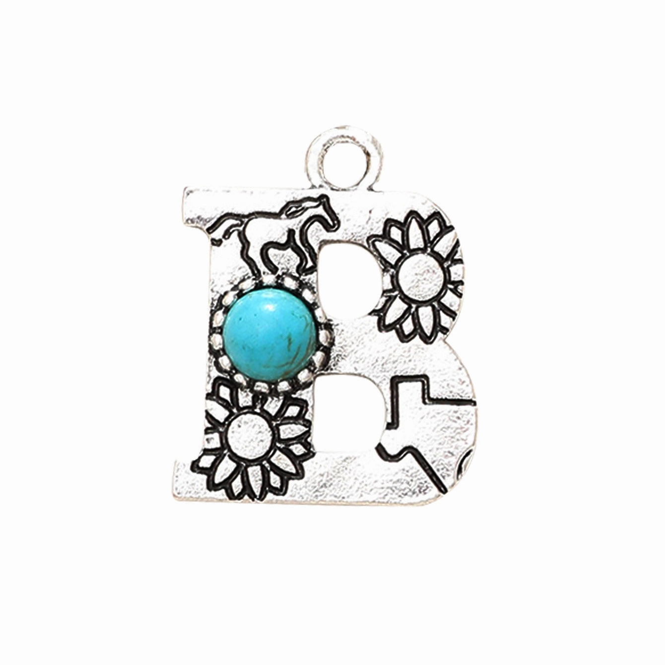 Wholesale Alloy Letter Green Natural Turquoise Earrings