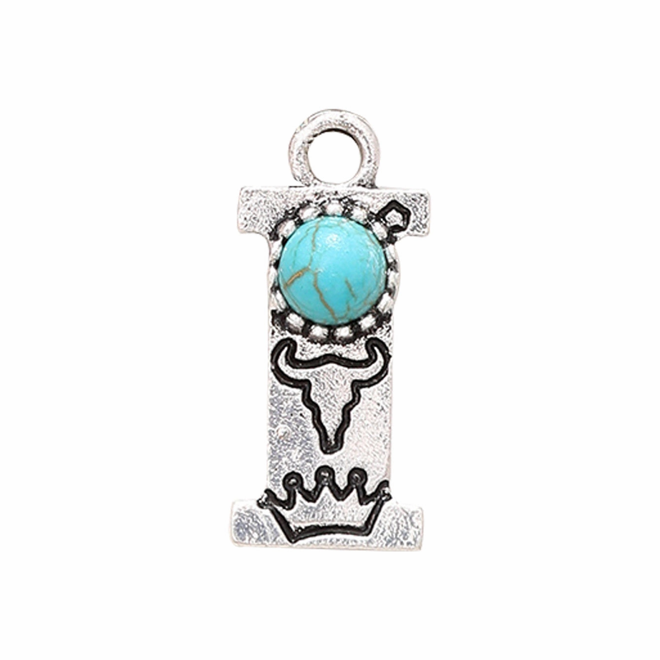 Wholesale Alloy Letter Green Natural Turquoise Earrings