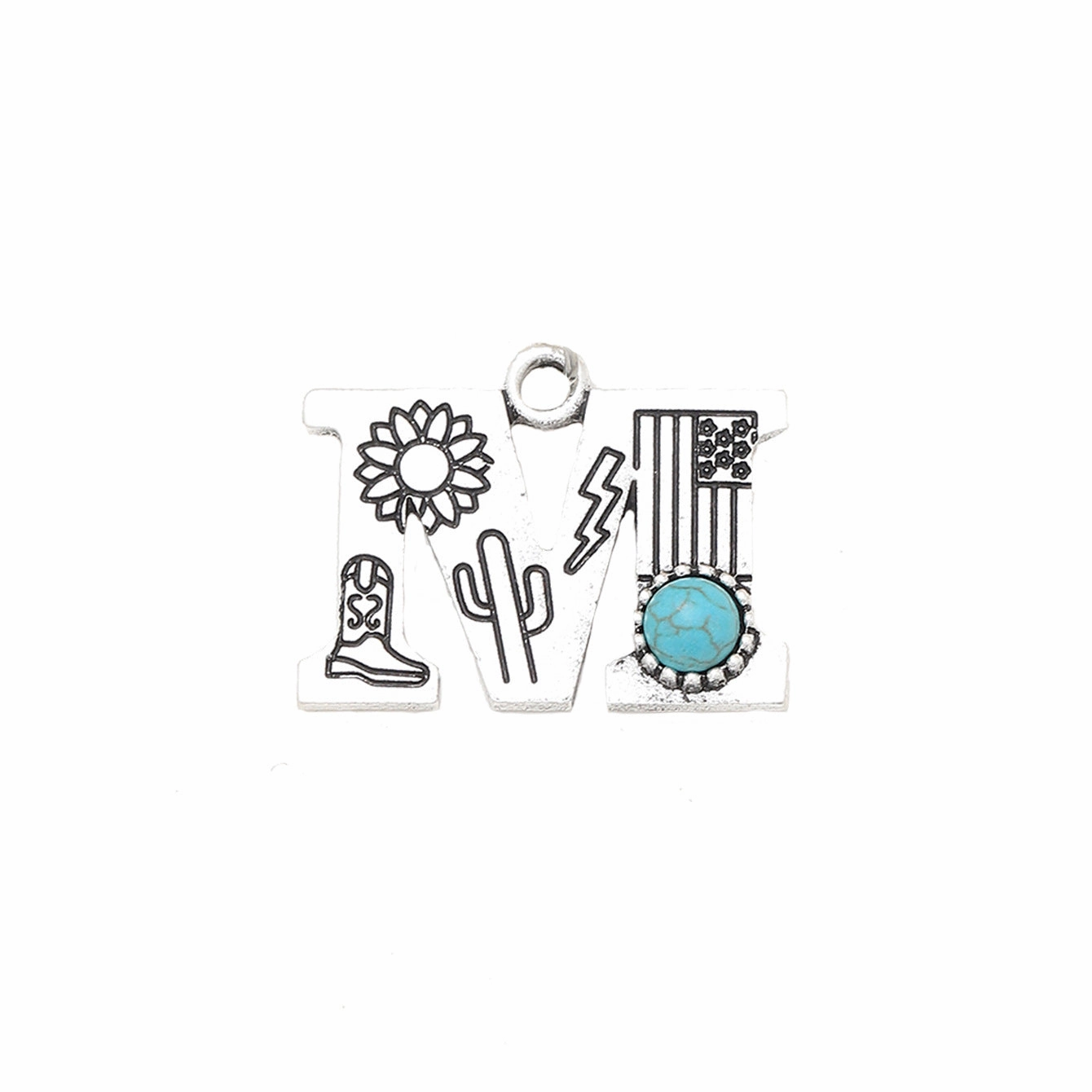 Wholesale Alloy Letter Green Natural Turquoise Earrings