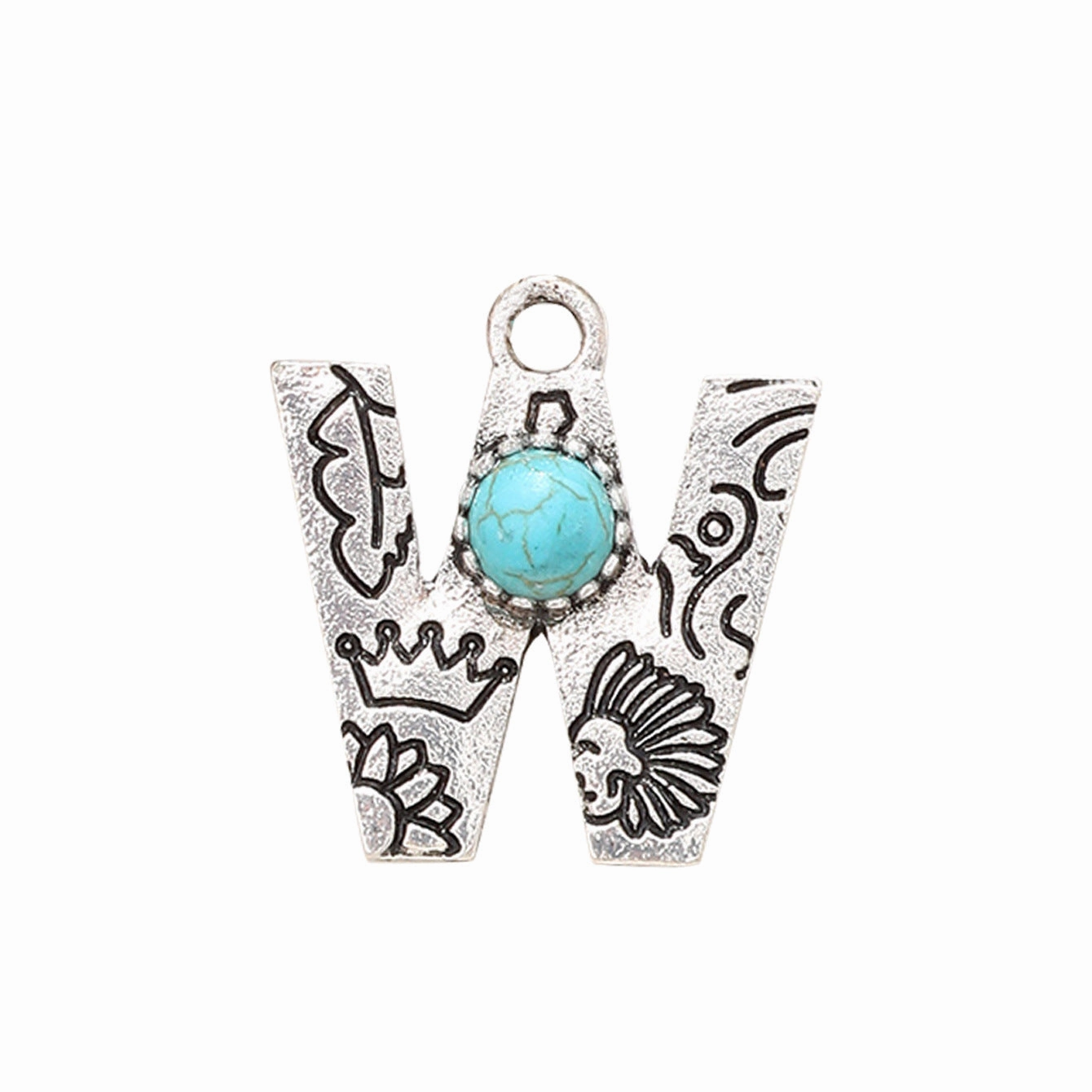 Wholesale Alloy Letter Green Natural Turquoise Earrings