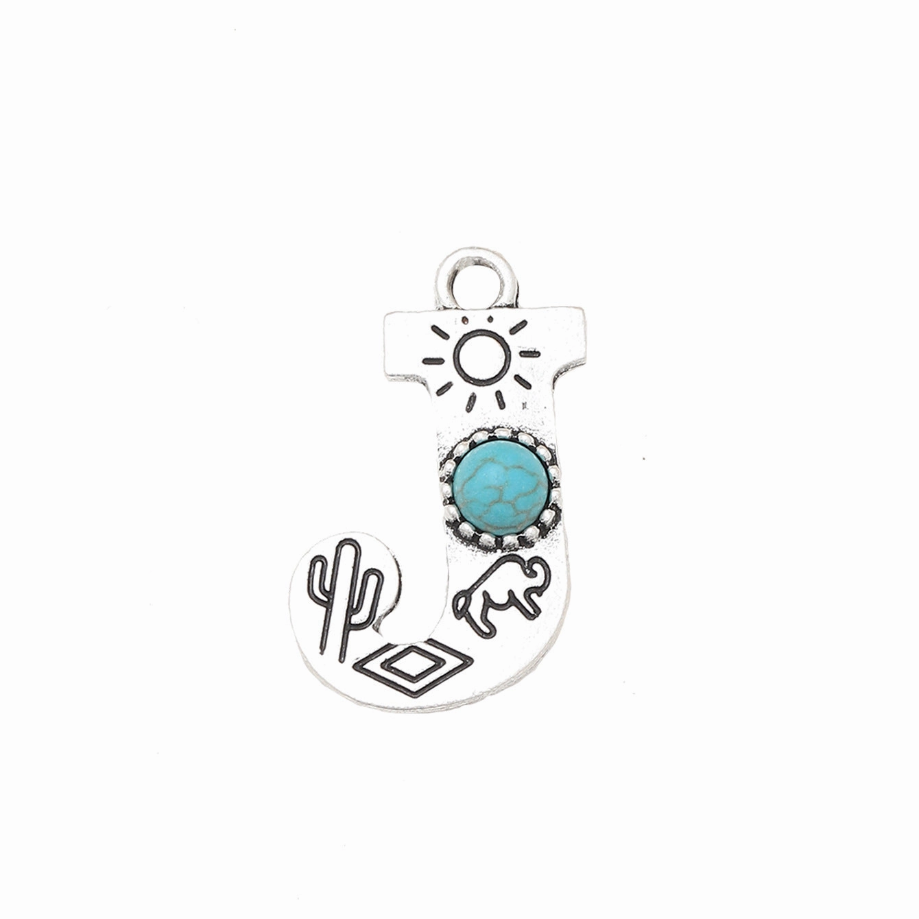 Wholesale Alloy Letter Green Natural Turquoise Earrings