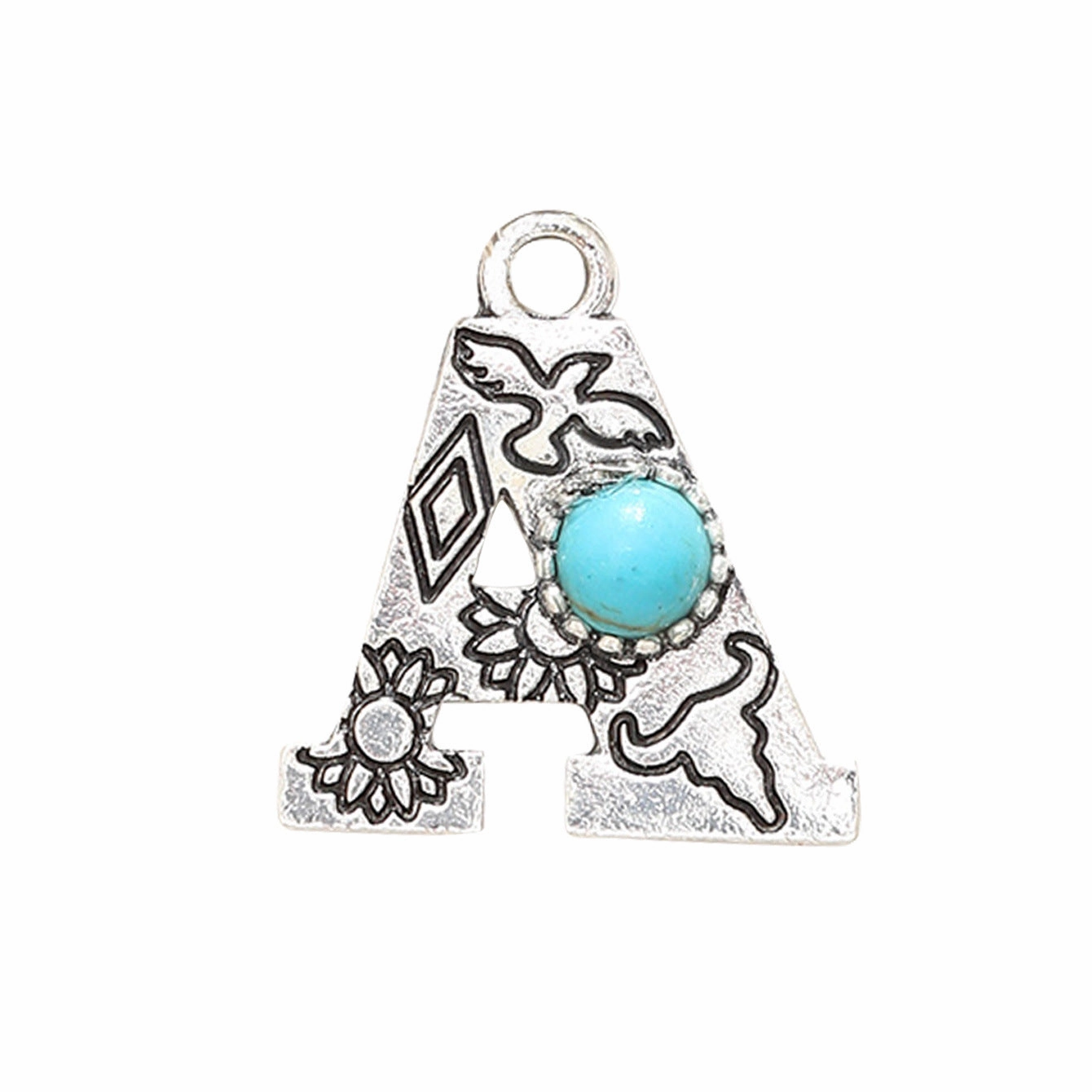 Wholesale Alloy Letter Green Natural Turquoise Earrings