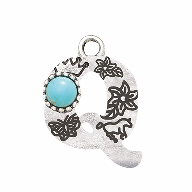 Wholesale Alloy Letter Green Natural Turquoise Earrings