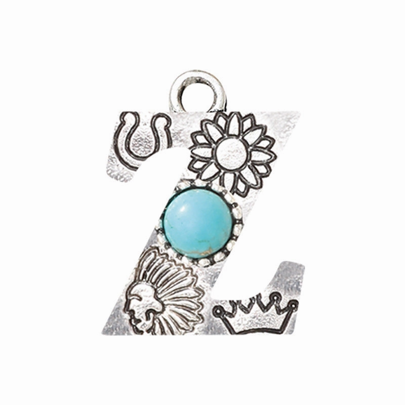 Wholesale Alloy Letter Green Natural Turquoise Earrings