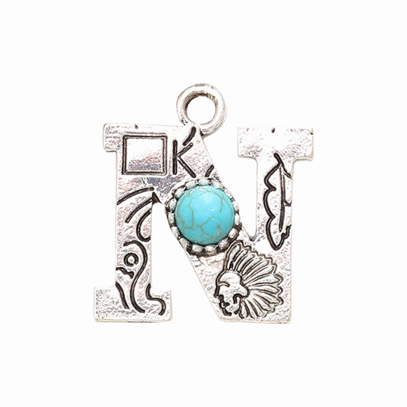 Wholesale Alloy Letter Green Natural Turquoise Earrings