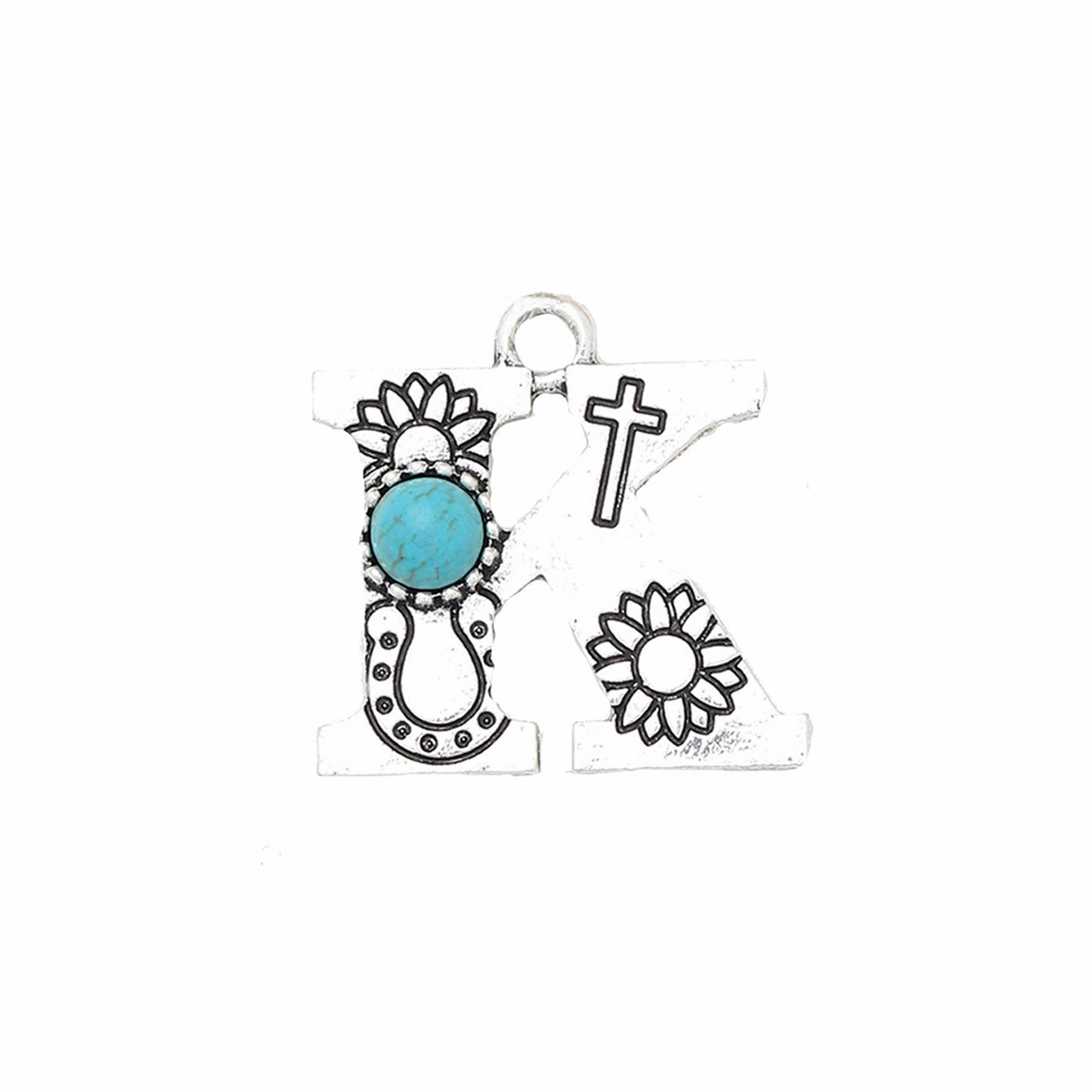 Wholesale Alloy Letter Green Natural Turquoise Earrings