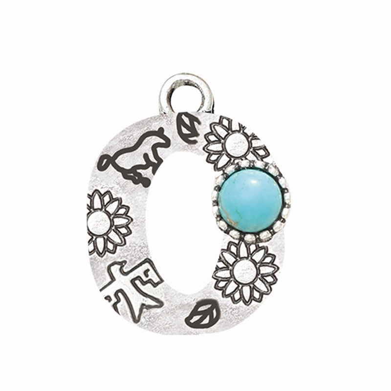Wholesale Alloy Letter Green Natural Turquoise Earrings
