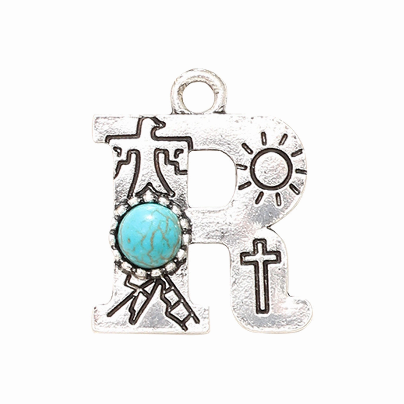 Wholesale Alloy Letter Green Natural Turquoise Earrings