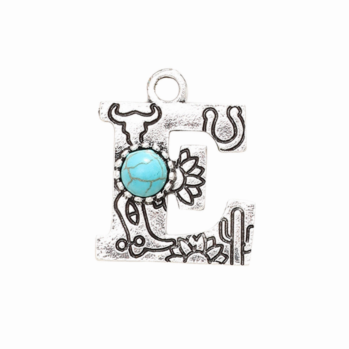 Wholesale Alloy Letter Green Natural Turquoise Earrings