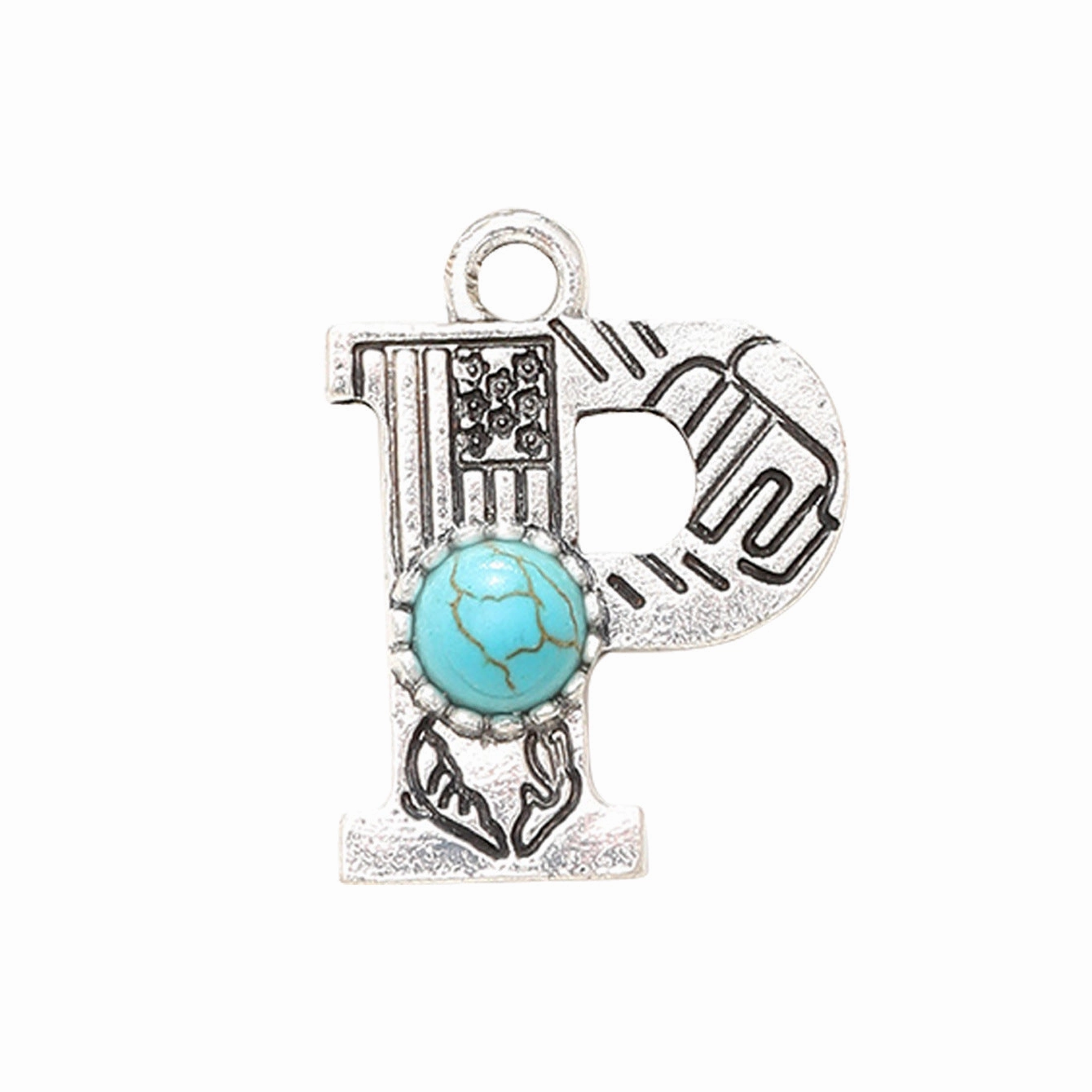 Wholesale Alloy Letter Green Natural Turquoise Earrings