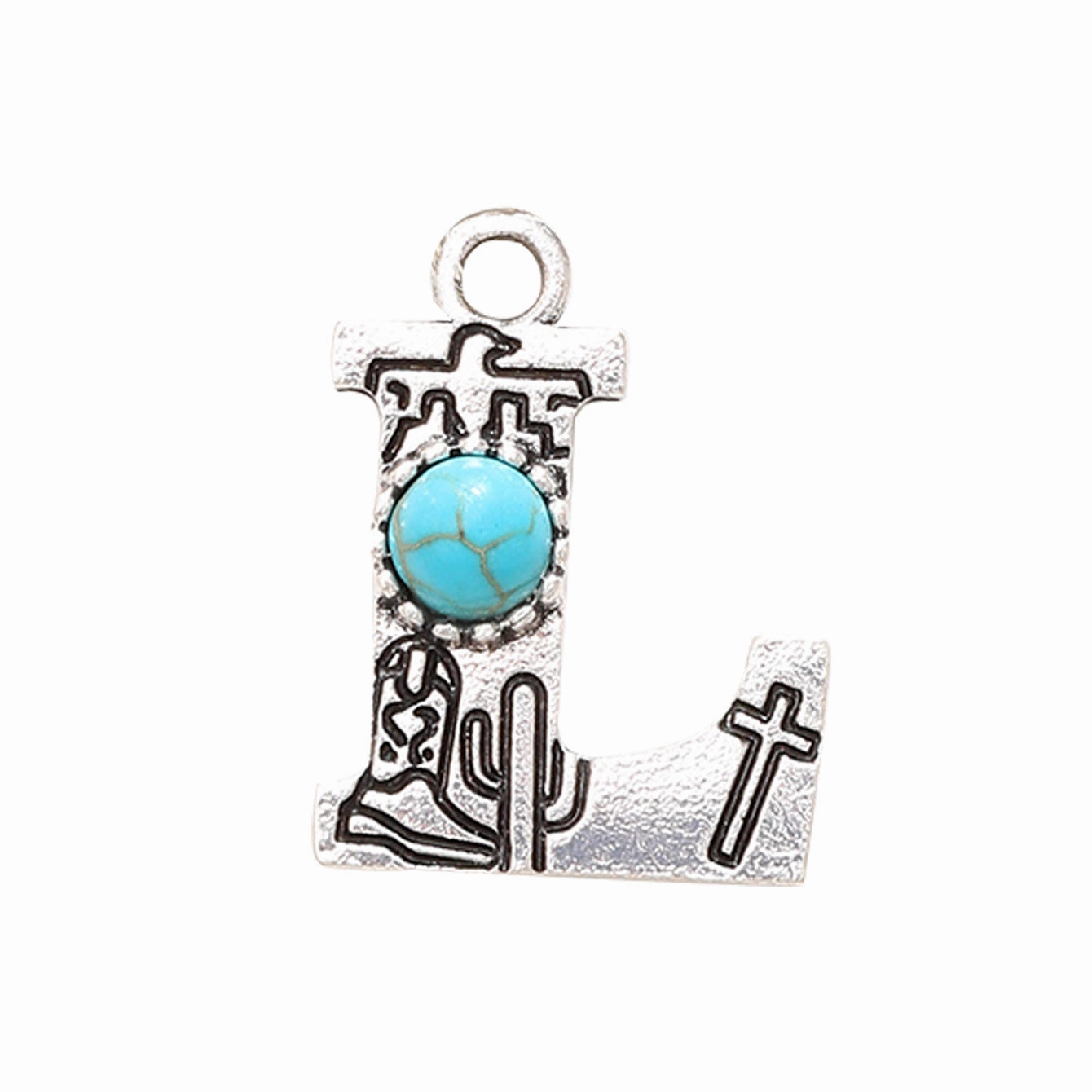 Wholesale Alloy Letter Green Natural Turquoise Earrings