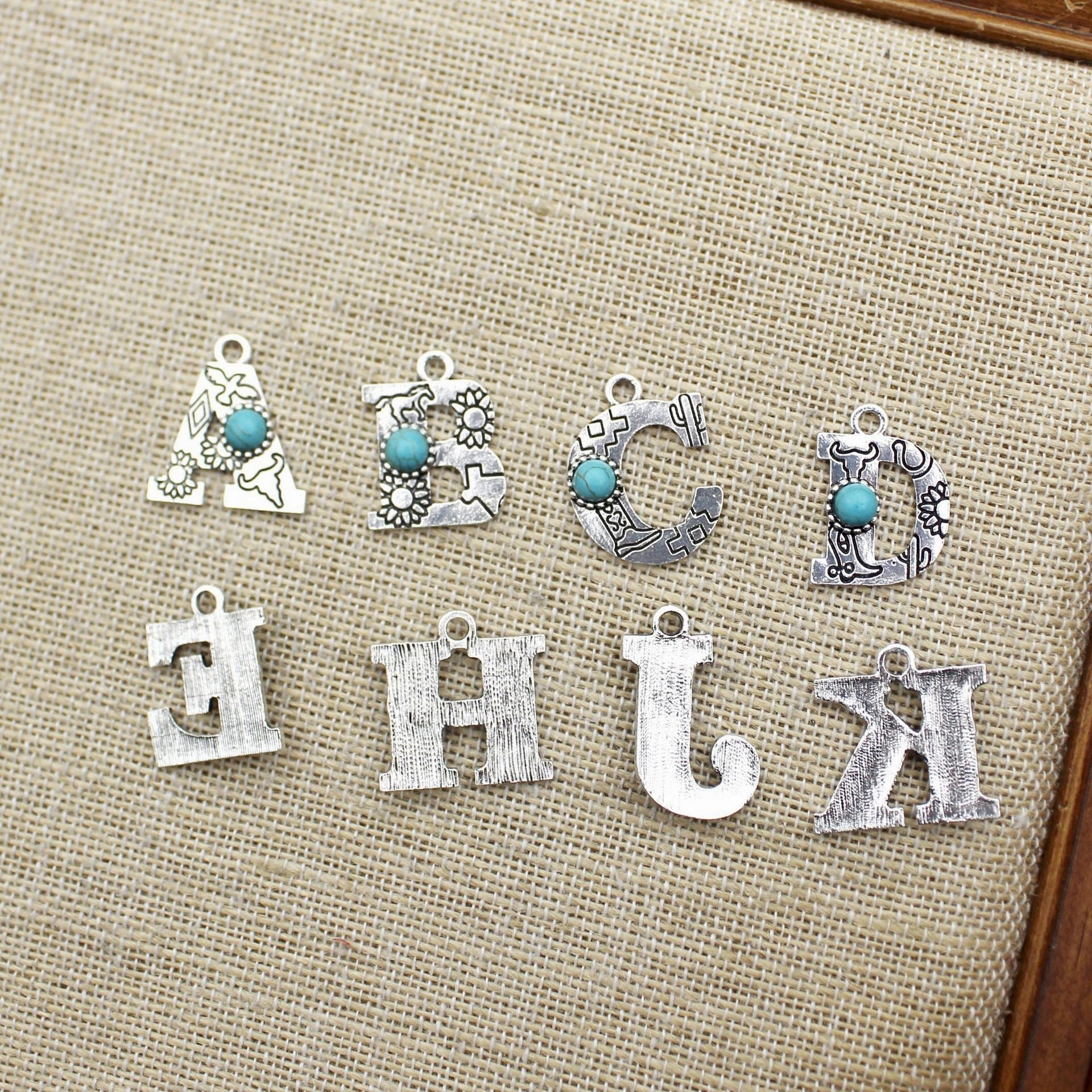 Wholesale Alloy Letter Green Natural Turquoise Earrings