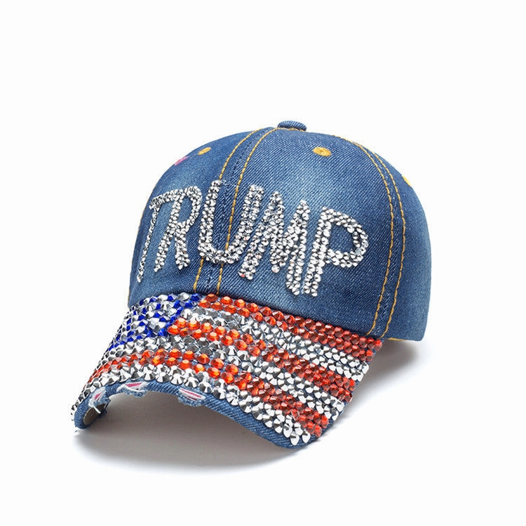 Wholesale American Flag Denim Diamond Activity Sun Protection Baseball Cap
