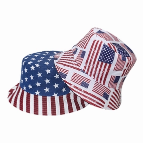 Wholesale American Independence Day Polyester Bucket Hat Women