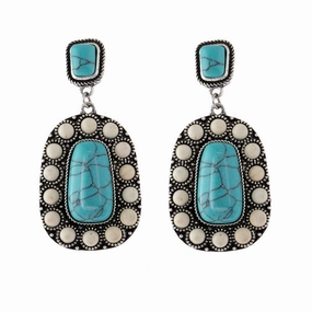 Wholesale Antique Silver Turquoise Alloy Earrings