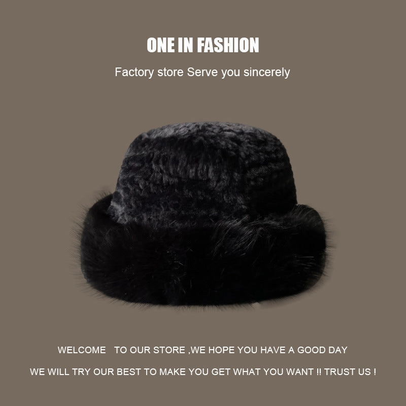 Wholesale Autumn and Winter Furry Knitted Ear Protection Bucket Hat