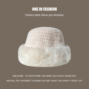 Wholesale Autumn and Winter Furry Knitted Ear Protection Bucket Hat