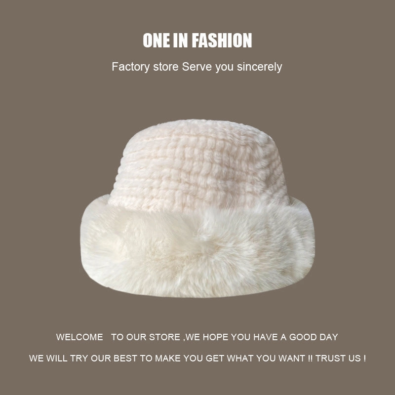 Wholesale Autumn and Winter Furry Knitted Ear Protection Bucket Hat