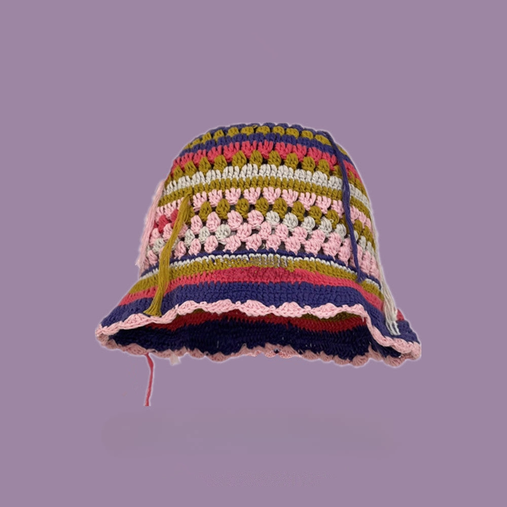 Wholesale Autumn and Winter Small Fresh Autumn and Winter Hollow Flowers Knitted Fisherman Hat