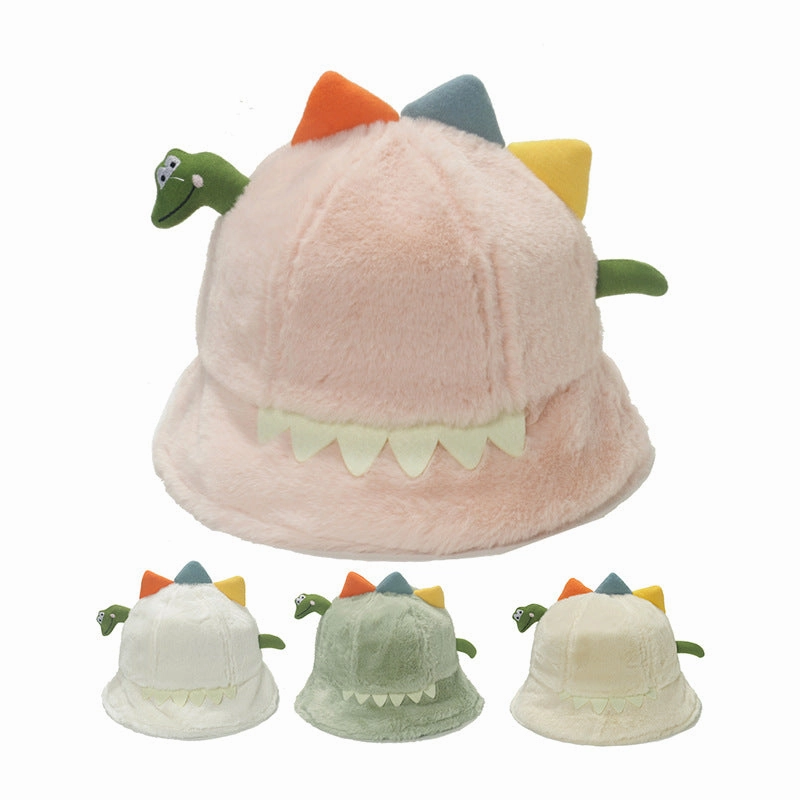 Wholesale Autumn and Winter Thickened Warm Plush Cartoon Three-dimensional Dinosaur Fisherman Hat