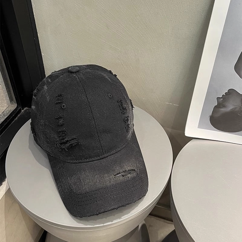 Wholesale Big Head Ware Washed Old Hole Baseball Cap Women's  All-match Showing Face Small Men's Fashion