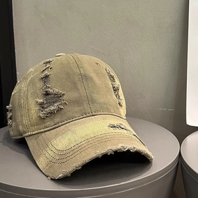 Wholesale Big Head Ware Washed Old Hole Baseball Cap Women's  All-match Showing Face Small Men's Fashion