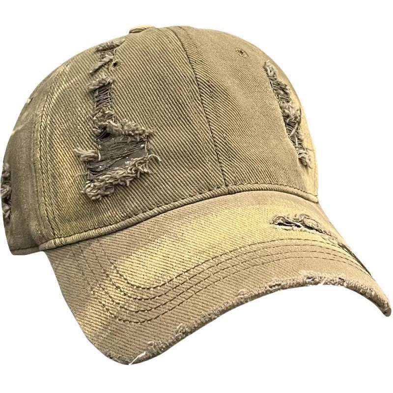Wholesale Big Head Ware Washed Old Hole Baseball Cap Women's  All-match Showing Face Small Men's Fashion