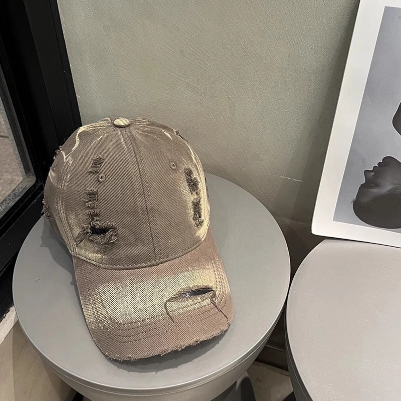 Wholesale Big Head Ware Washed Old Hole Baseball Cap Women's  All-match Showing Face Small Men's Fashion