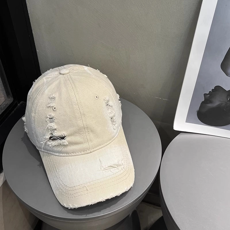 Wholesale Big Head Ware Washed Old Hole Baseball Cap Women's  All-match Showing Face Small Men's Fashion