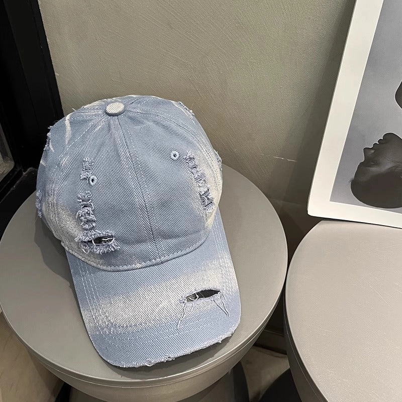 Wholesale Big Head Ware Washed Old Hole Baseball Cap Women's  All-match Showing Face Small Men's Fashion