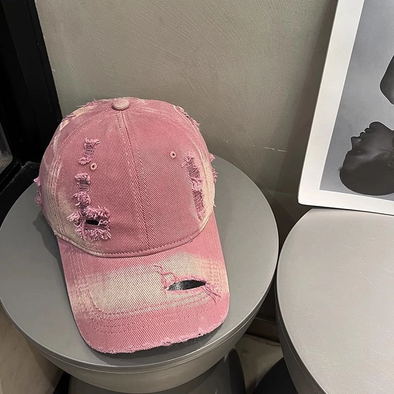 Wholesale Big Head Ware Washed Old Hole Baseball Cap Women's  All-match Showing Face Small Men's Fashion