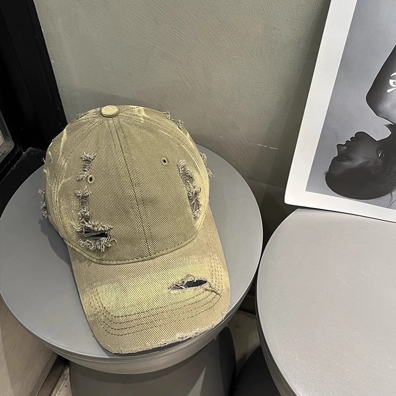 Wholesale Big Head Ware Washed Old Hole Baseball Cap Women's  All-match Showing Face Small Men's Fashion