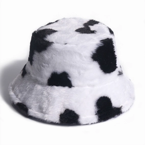 Wholesale Black and White Cow Pattern Bucket Hat