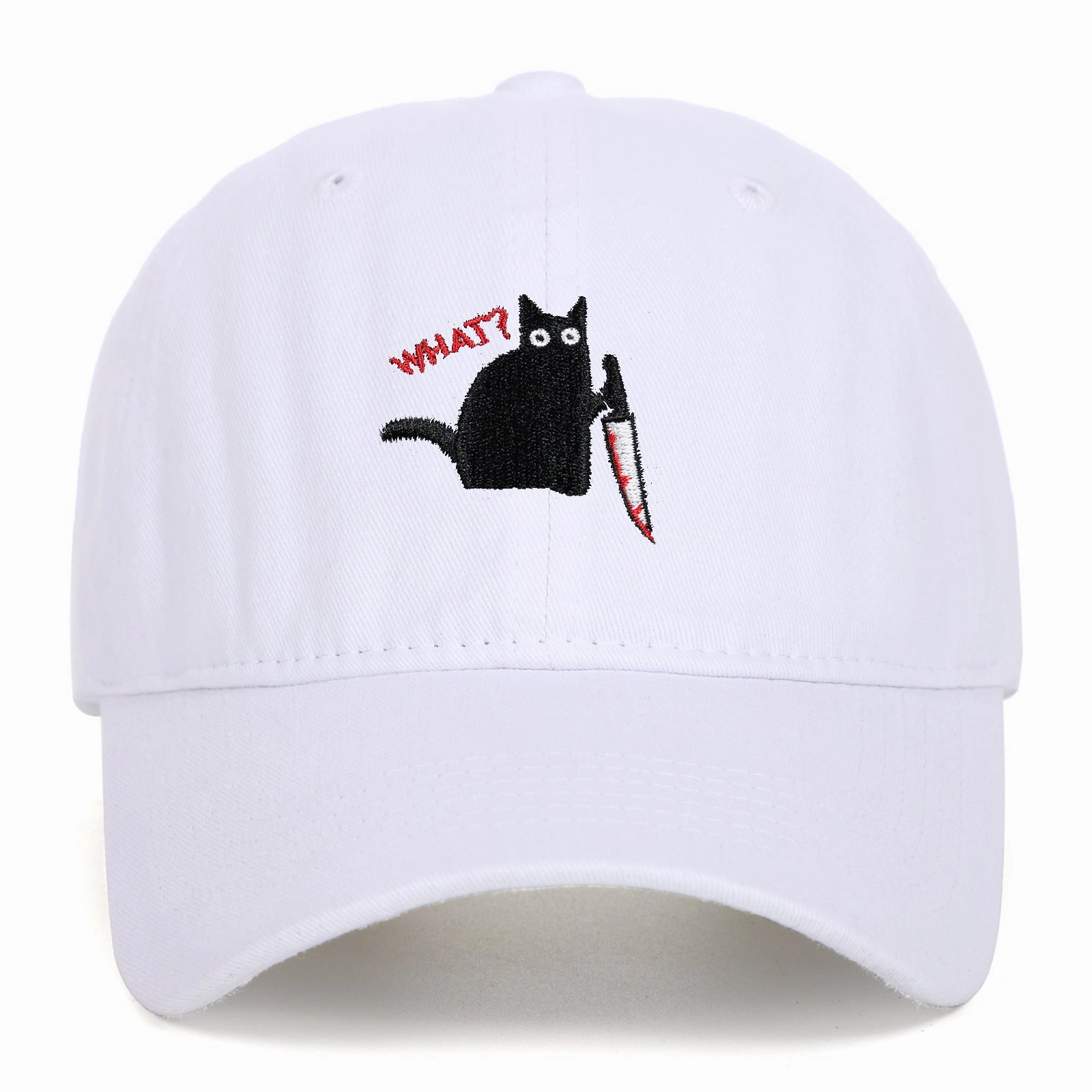 Wholesale Black Cat Knife Embroidered Baseball Cap Cotton Old Washed Baseball Cap