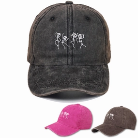 Wholesale Black Skull Washed Baseball Cap