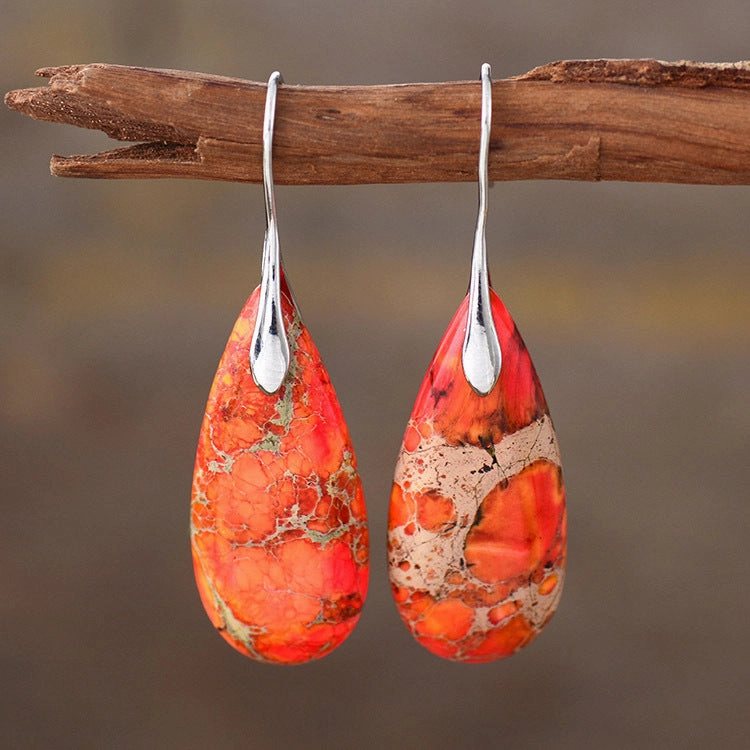 Wholesale Bohemian Droplet Pendant Natural Stone Earrings