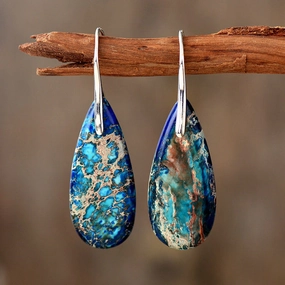 Wholesale Bohemian Droplet Pendant Natural Stone Earrings