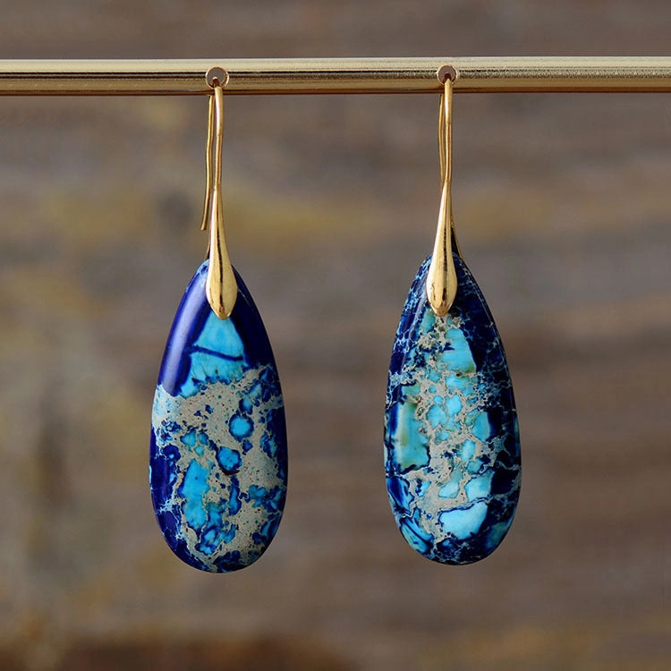 Wholesale Bohemian Droplet Pendant Natural Stone Earrings