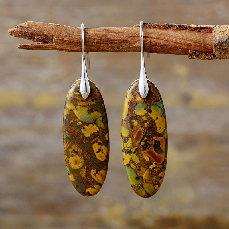 Wholesale Bohemian Natural Stone Geometric Pendant Earrings