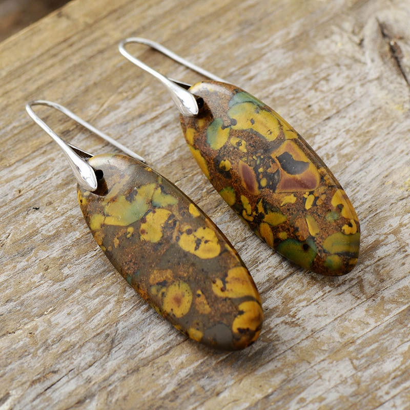 Wholesale Bohemian Natural Stone Geometric Pendant Earrings