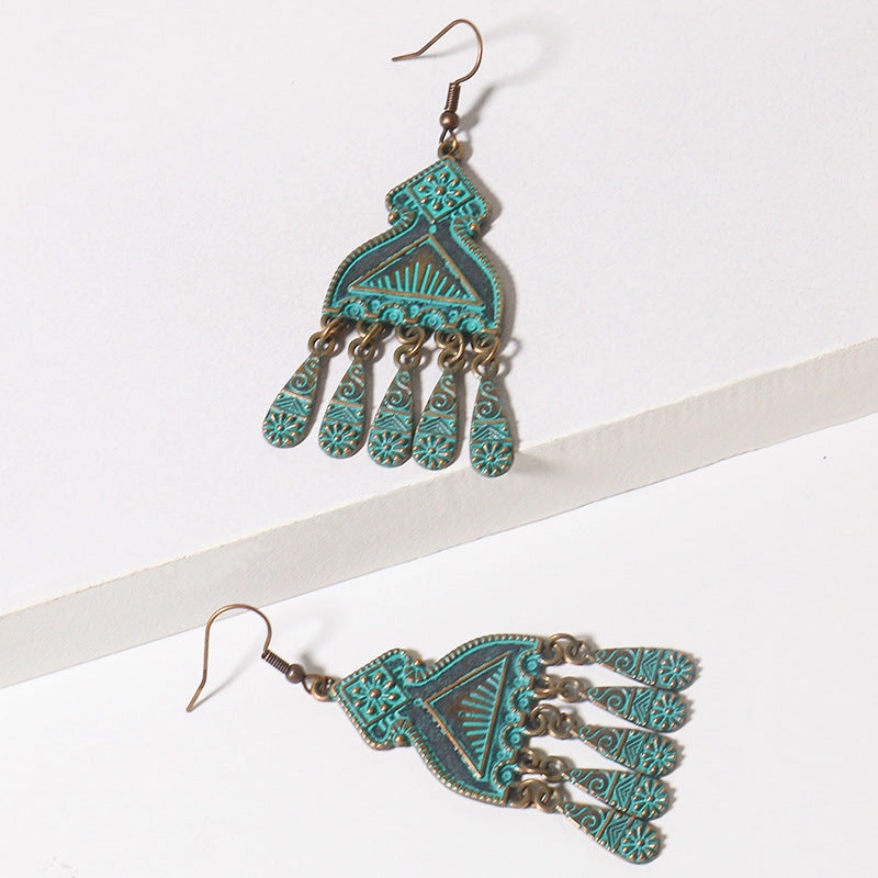 Wholesale Bohemian Plum Flower Turquoise Earrings
