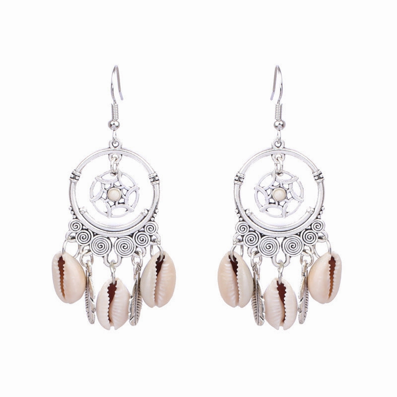 Wholesale Bohemian Silver Turquoise Alloy Earrings