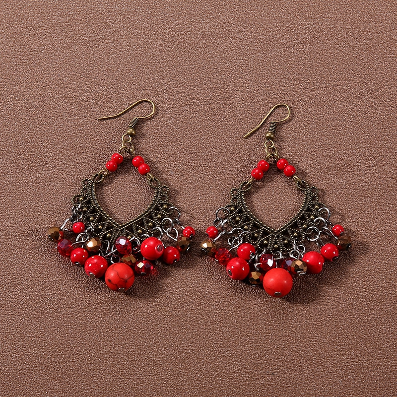Wholesale Bohemian Tassel Turquoise Vintage Earrings