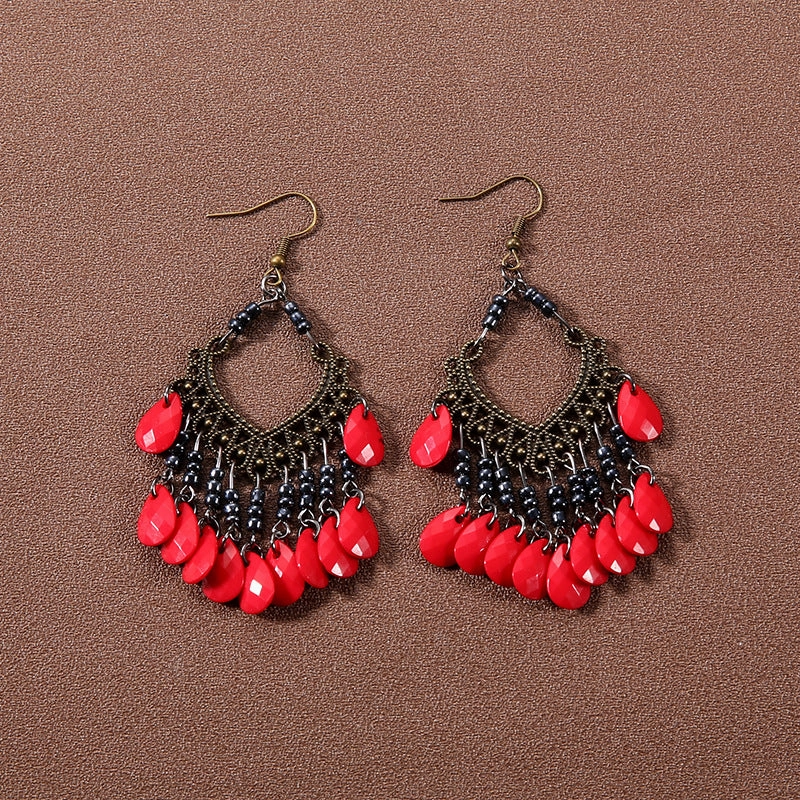Wholesale Bohemian Tassel Turquoise Vintage Earrings