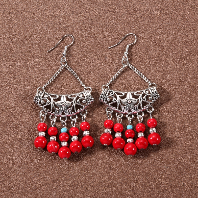 Wholesale Bohemian Tassel Turquoise Vintage Earrings