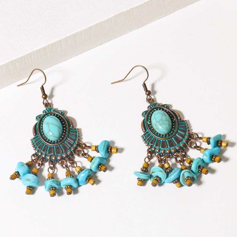 Wholesale Bohemian Turquoise Alloy Earrings