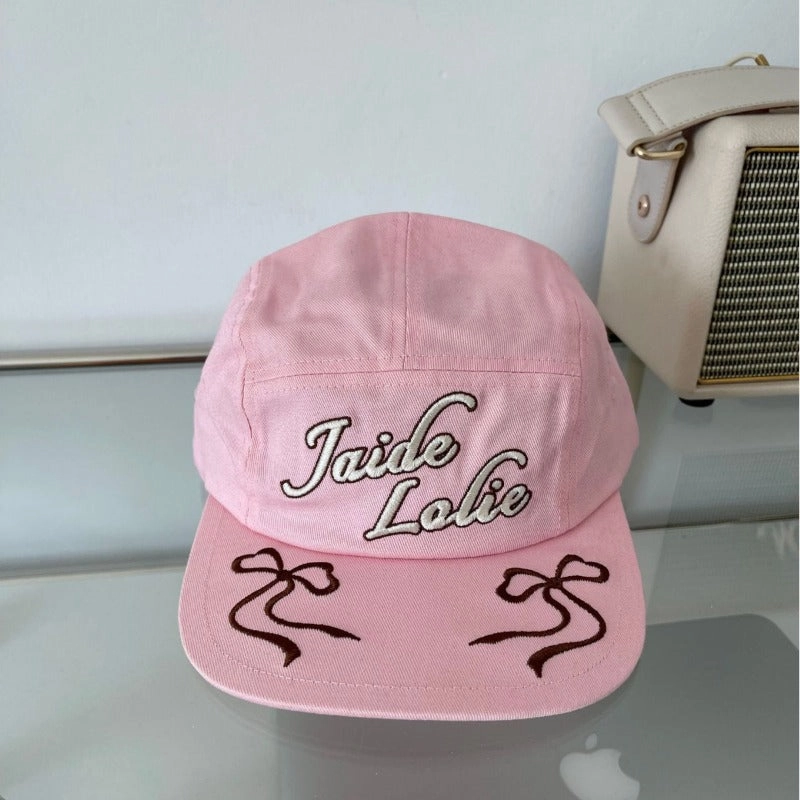 Wholesale Bow Embroidery Flat Brim Baseball Cap
