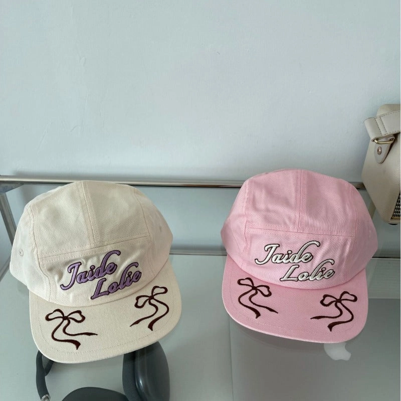 Wholesale Bow Embroidery Flat Brim Baseball Cap