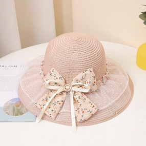 Wholesale Bow Floral Straw Hat